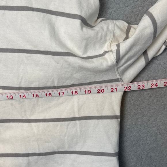 ATM Womens Plaited Jersey Stripe Sweatshirt Sweater Size M Ivory Gray Fall Style - Picture 4 of 9